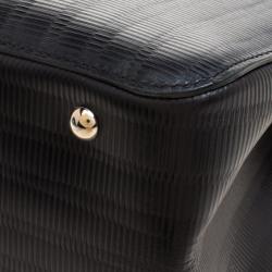 Pre Owned حقيبة سالفاتوري فيراغامو جلد أسود منقوش بيد علوية