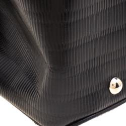 Pre Owned حقيبة سالفاتوري فيراغامو جلد أسود منقوش بيد علوية