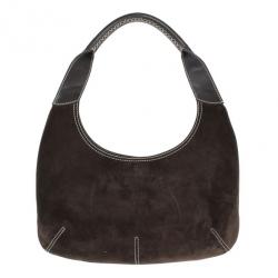 Pre Owned Salvatore Ferragamo Brown Suede Small Hobo