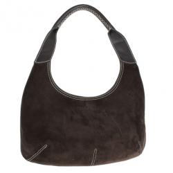 Pre Owned Salvatore Ferragamo Brown Suede Small Hobo