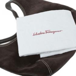 Pre Owned Salvatore Ferragamo Brown Suede Small Hobo