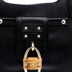 مملوكة مسبقًا Salvatore Ferragamo Black Leather Wicker Padlock Satchel