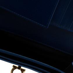 مملوكة مسبقًا محفظة سالفاتوري فيراغامو كونتيننتال كلبس غانسيو جلد زرقاء