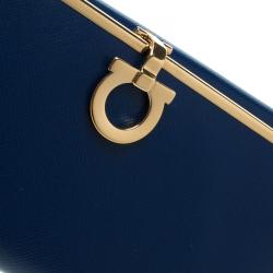 مملوكة مسبقًا محفظة سالفاتوري فيراغامو كونتيننتال كلبس غانسيو جلد زرقاء