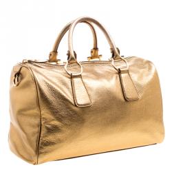 Pre Owned Salvatore Ferragamo Gold Leather Isabel Boston bag