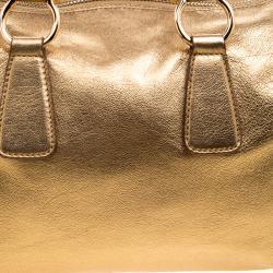 Pre Owned Salvatore Ferragamo Gold Leather Isabel Boston bag