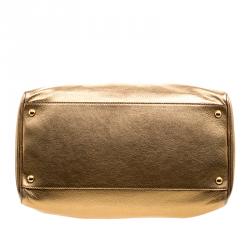 Pre Owned Salvatore Ferragamo Gold Leather Isabel Boston bag