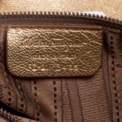 Pre Owned Salvatore Ferragamo Gold Leather Isabel Boston bag