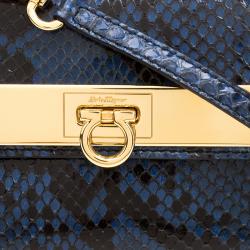 Salvatore Ferragamo Blue Python Mini Sofia Crossbody Bag