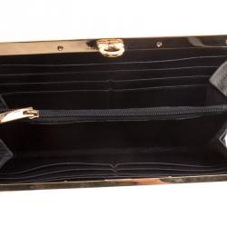 Pre Owned حقيبة كلتش سالفاتوري فيراغامو جلد أسود بإطار