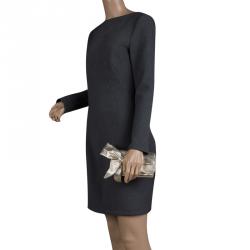 Pre Owned Valentino Metallic Gold Leather Bow Clutch