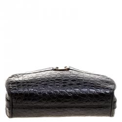 مملوكة مسبقًا حقيبة كروس سالفاتوري فيراغامو جلد نقشة التمساح أسود