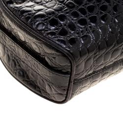 مملوكة مسبقًا حقيبة كروس سالفاتوري فيراغامو جلد نقشة التمساح أسود