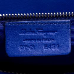 Pre Owned Salvatore Ferragamo Beige/Blue Canvas and leather Verve Tote