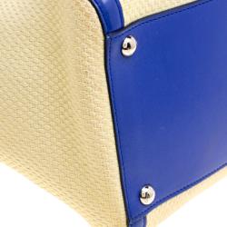 Pre Owned Salvatore Ferragamo Beige/Blue Canvas and leather Verve Tote