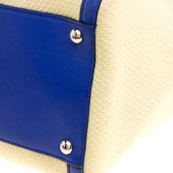 Pre Owned Salvatore Ferragamo Beige/Blue Canvas and leather Verve Tote
