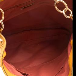 Pre Owned Salvatore Ferragamo Mustard Leather Ceyla Braided Top Handle Bag