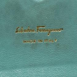 Pre Owned Salvatore Ferragamo Navy Blue And Green Leather Continental Wallet