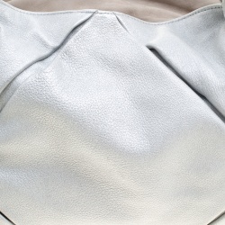 Pre Owned Salvatore Ferragamo Silver Leather and Suede Bowling Bag