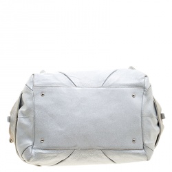 Pre Owned Salvatore Ferragamo Silver Leather and Suede Bowling Bag