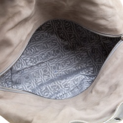 Pre Owned Salvatore Ferragamo Silver Leather and Suede Bowling Bag