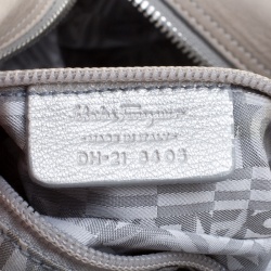 Pre Owned Salvatore Ferragamo Silver Leather and Suede Bowling Bag