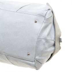 Pre Owned Salvatore Ferragamo Silver Leather and Suede Bowling Bag