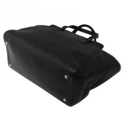 Pre Owned Salvatore Ferragamo Black Pebbled Leather Verve Tote