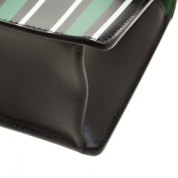 Pre Owned Salvatore Ferragamo Black Floral Painted Leather Aileen Top Handle Bag