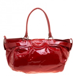 Pre Owned Salvatore Ferragamo Red Patent Leather Marisa Satchel 