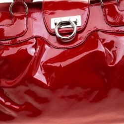 Pre Owned Salvatore Ferragamo Red Patent Leather Marisa Satchel 