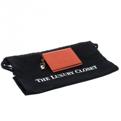 Pre Owned Salvatore Ferragamo Orange Leather Card Holder with Charm
