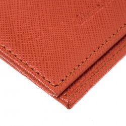Pre Owned Salvatore Ferragamo Orange Leather Card Holder with Charm