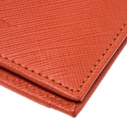 Pre Owned Salvatore Ferragamo Orange Leather Card Holder with Charm