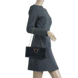 Pre Owned Salvatore Ferragamo Black Leather Norina Clutch