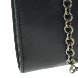 Pre Owned Salvatore Ferragamo Black Leather Norina Clutch