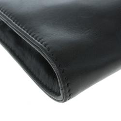 Pre Owned Salvatore Ferragamo Black Leather Norina Clutch