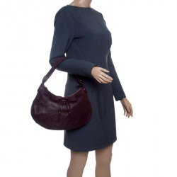 Pre Owned Salvatore Ferragamo Burgundy Leather Miss Vara Hobo