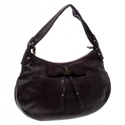 Pre Owned Salvatore Ferragamo Burgundy Leather Miss Vara Hobo
