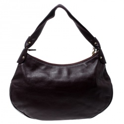 Pre Owned Salvatore Ferragamo Burgundy Leather Miss Vara Hobo