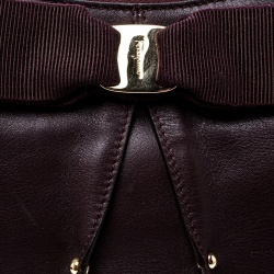 Pre Owned Salvatore Ferragamo Burgundy Leather Miss Vara Hobo