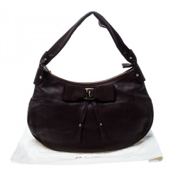 Pre Owned Salvatore Ferragamo Burgundy Leather Miss Vara Hobo