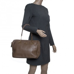 Pre Owned Salvatore Ferragamo Brown Leather Boston Bag