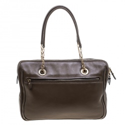 Pre Owned Salvatore Ferragamo Brown Leather Boston Bag