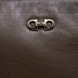 Pre Owned Salvatore Ferragamo Brown Leather Boston Bag