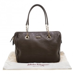 Pre Owned Salvatore Ferragamo Brown Leather Boston Bag
