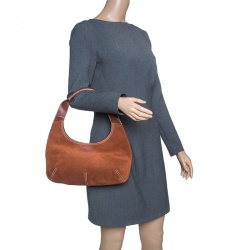 Pre Owned Salvatore Ferragamo Brown Suede Hobo