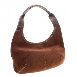 Pre Owned Salvatore Ferragamo Brown Suede Hobo
