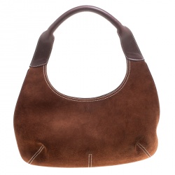 Pre Owned Salvatore Ferragamo Brown Suede Hobo