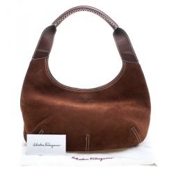 Pre Owned Salvatore Ferragamo Brown Suede Hobo